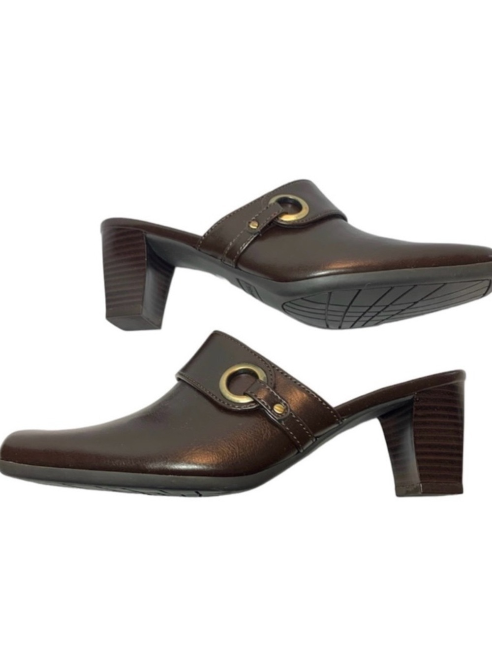 🎒 BTS SALE 📚 Kate Ann Emily Brown Block Heel Mule Shoes Square Toe Women’s 6.5 N - Picture 2 of 11